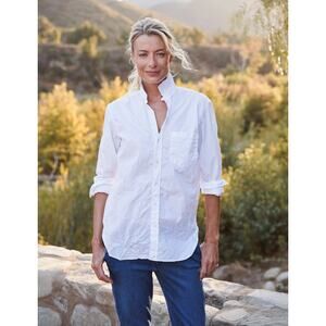 Frank & Eileen Joedy Boyfriend Button Up Crinkle Blouse white size XS
